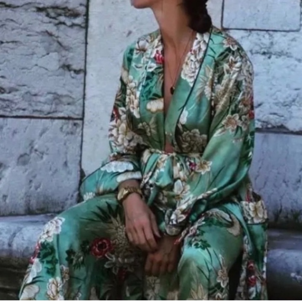 Zara Green floral pants
